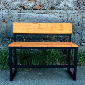 Скамья со спинкой на металлическом основании (Loft) R45-30